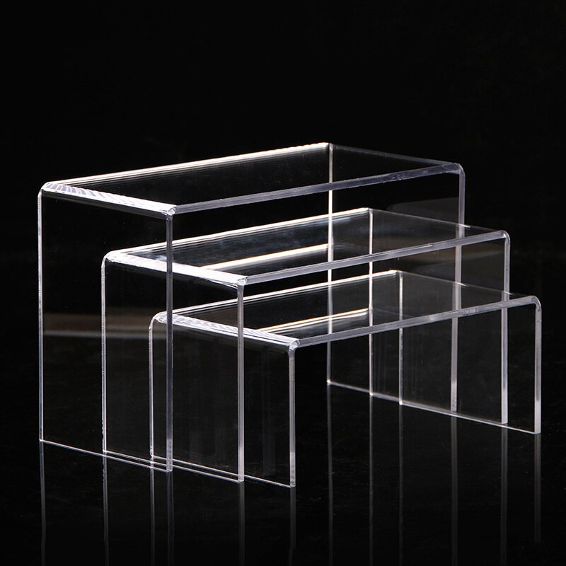 3Mm Acrylic U-Shaped Transparent Display Rack Stand Counter Bracket Tray Shelf Cosmetics Organization Clear Showcase Cup Cake