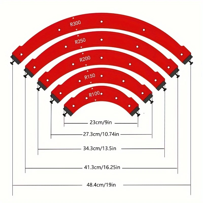Woodworking Round Corner Radius Templates, Corner Routing Guide Set R100 R150 R200 R250 R300 Curve Guide Cabinet Edge Molding