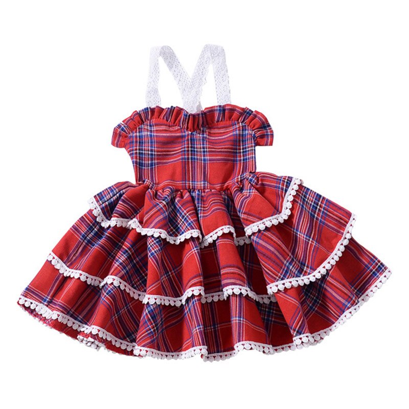Melario Baby Girl Dress European and American Style Children Dress Plaid flying Sleeve Kids Birthday Dress Girls Princess Dress: AX976 / 3T