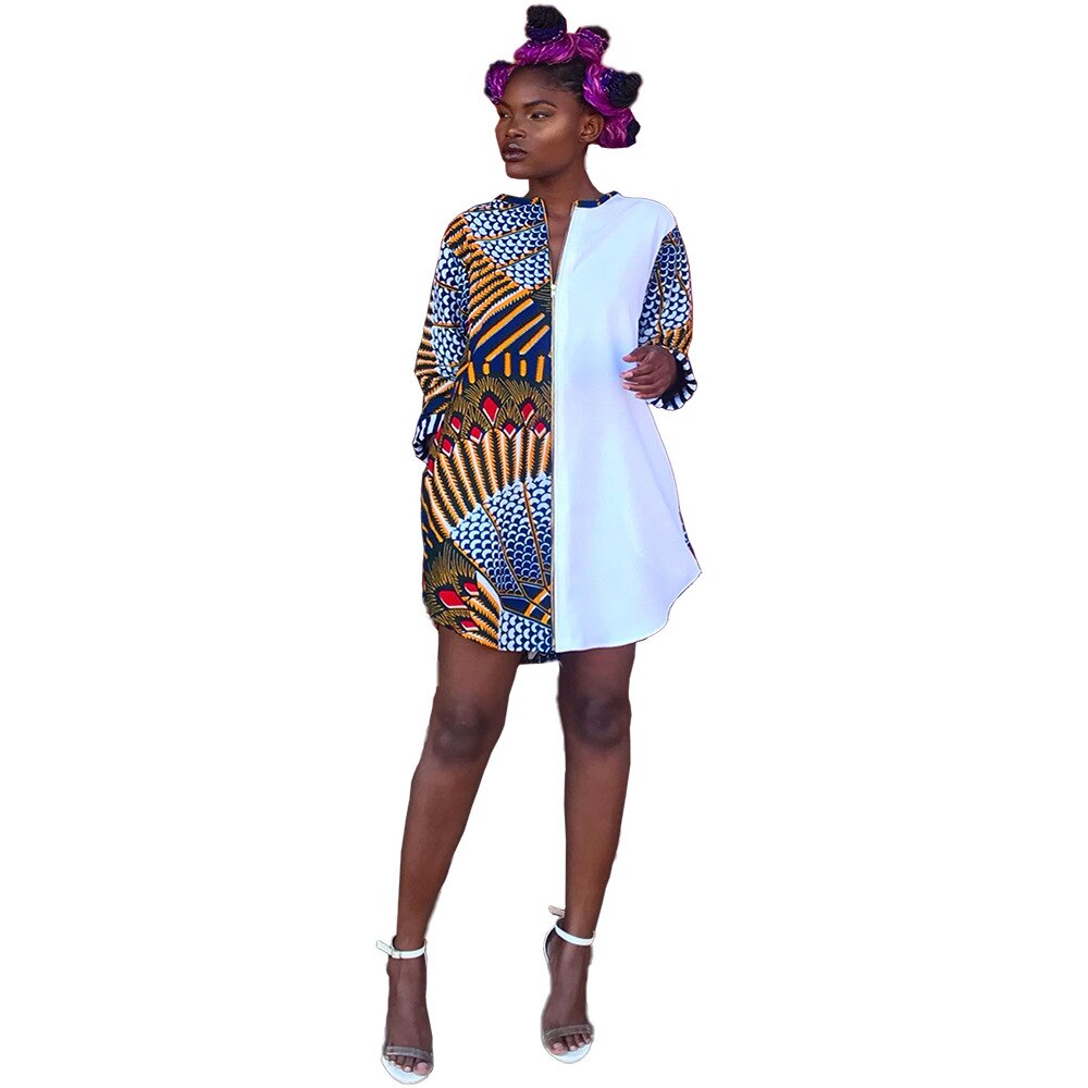 African Dashiki Print Dress Women Mid Long Casual Party Ankara African Dresses For Ladies Traditional African Clothing