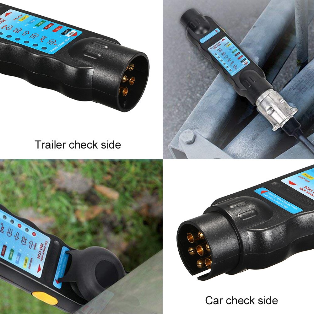 EU Plug 7 Pin Towing Trailer Light Tester Caravan Car Truck Plug Socket Tester Light Electric Diagnostic Wiring Circuit Tester