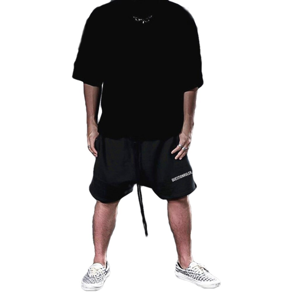 Ins style herre fritidsshorts med bokstavtrykk høy midje shorts gutter sportsshorts med snøring for løping av basketball