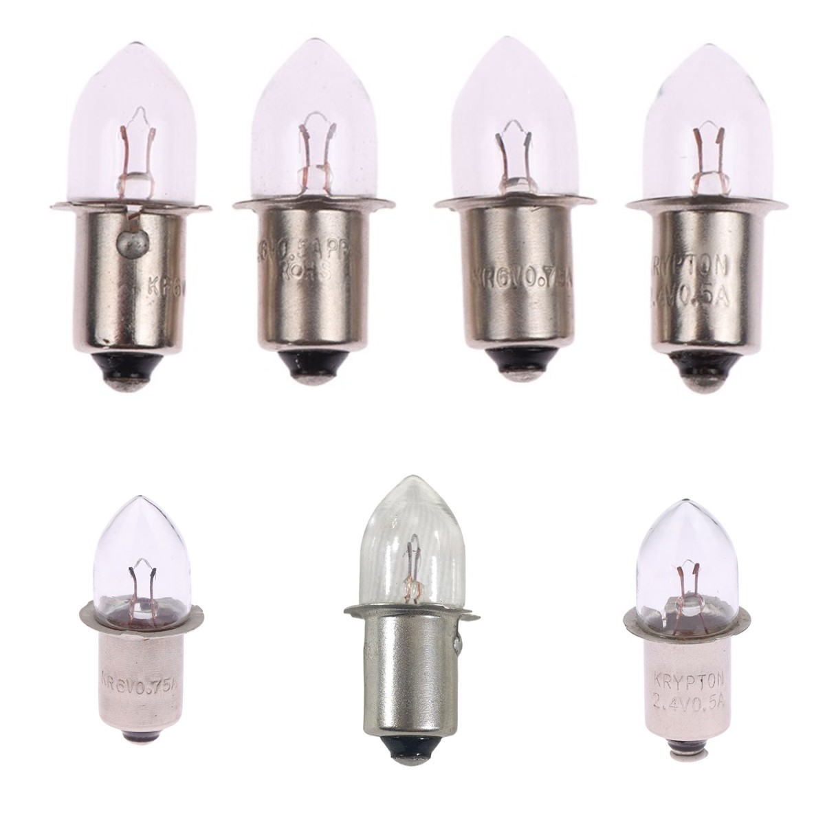 Bombilla de Base práctica p13.5S, linterna de estilo antiguo de 2,4 V, 3,6 V, 4,8 V, 6V, 7,2 V, 0.4A, 0.5A, 0.75A, Bombilla de Lámpara de trabajo