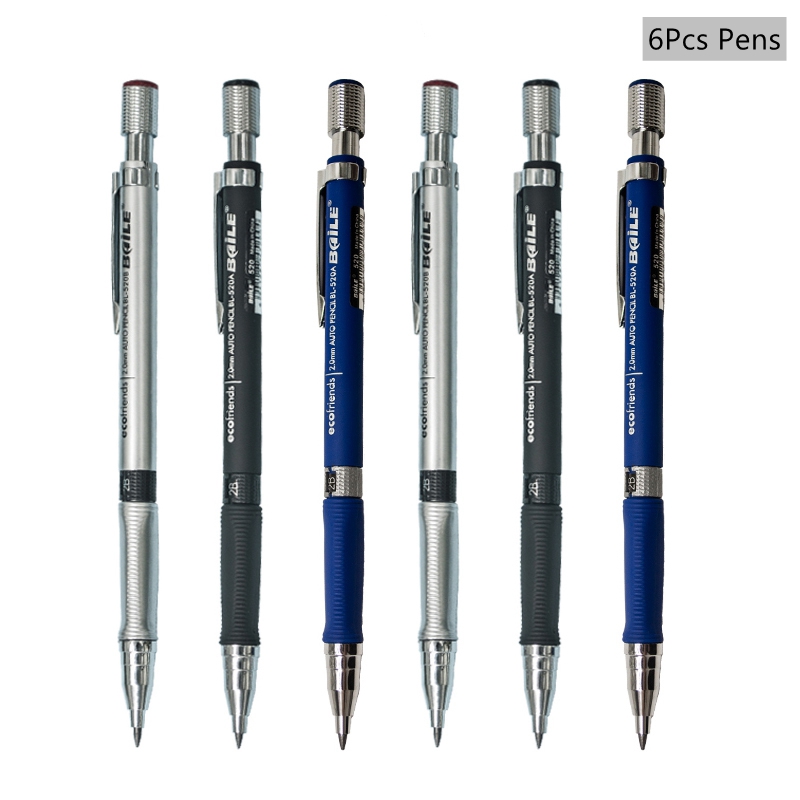 Mechanical Pencil Set 2.0 mm with 2B Black/Colors Lead Refill For Writing Sketching Art Drawing Painting School Automatic Pencil: Pink