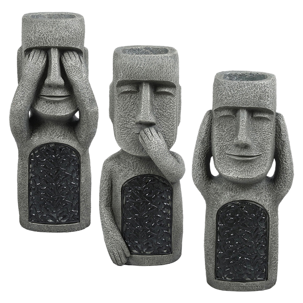 Statue de pâques en résine de 10 pouces, Statue Moai Monolith, Sculpture de jardin