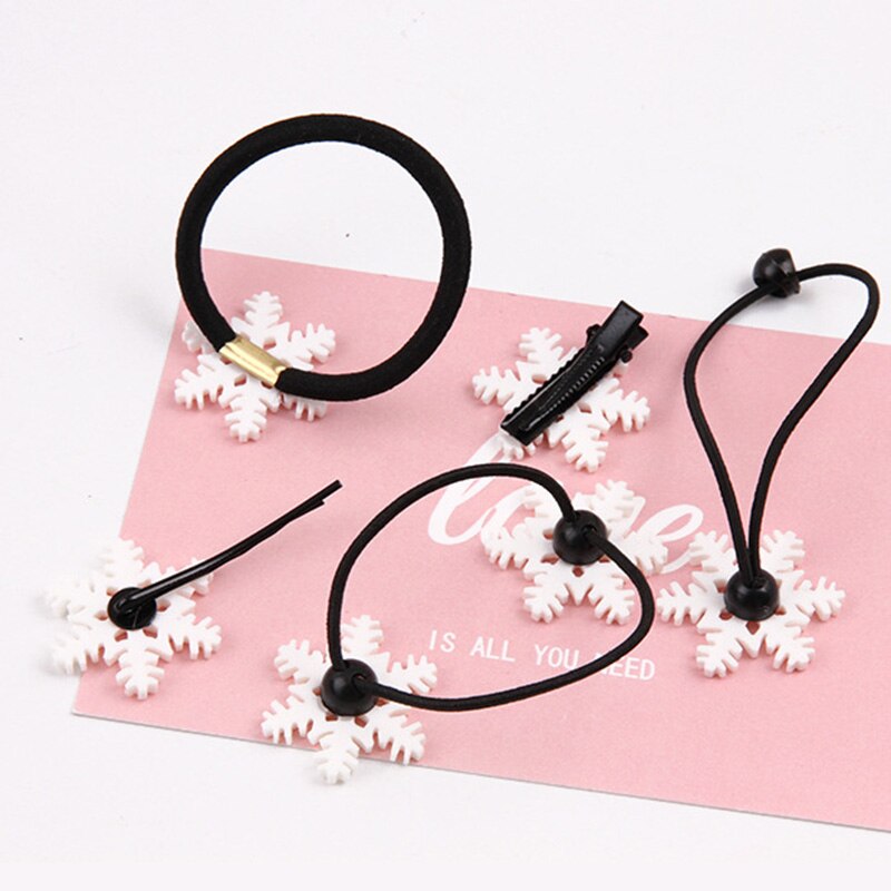 1 peças do Floco de neve Do Bebê Meninas Natal Faixa De Borracha Combinação de Grampos de cabelo Grampos de Cabelo Crianças Faixa de Cabelo Cabeça Corda Acessório de Cabelo Feliz