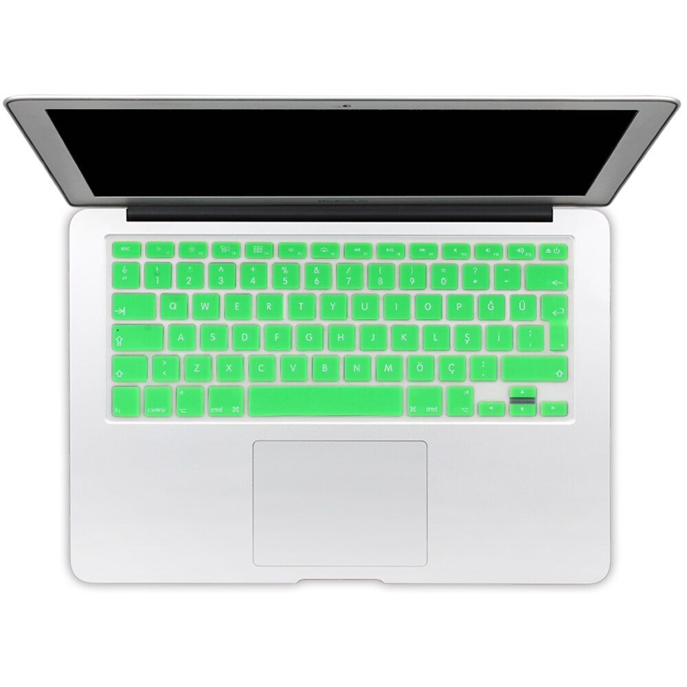 Autocollants de protection de clavier en Silicone de Version turque de l'ue pour Apple Macbook Pro 13 15 17 Retina Mac Air 13 couverture de clavier: green