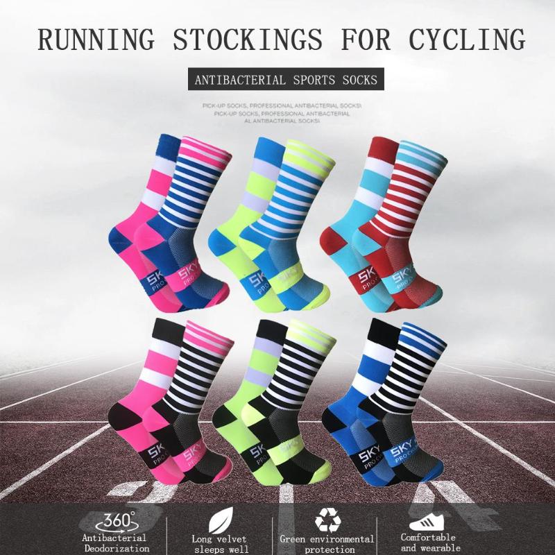 Sport Sokken Siliconen Nylon Sport Afdrukken Riding Sokken Anti-slip Unisex Fietsen fietsen Kalf Lengte Sokken Fietsen
