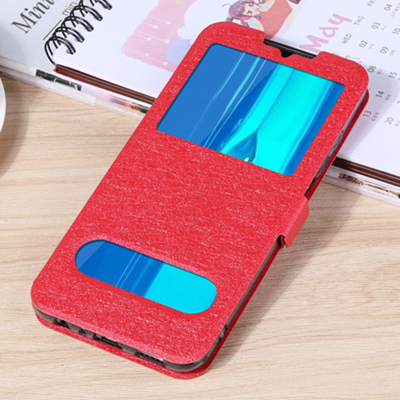 Per Huawei P Smart più 2019 caso di vibrazione del cuoio + TPU shell finestra aperta coperchio della batteria del telefono PSmartplus 2019 posteriore coperchio della custodia per armi: Rosso
