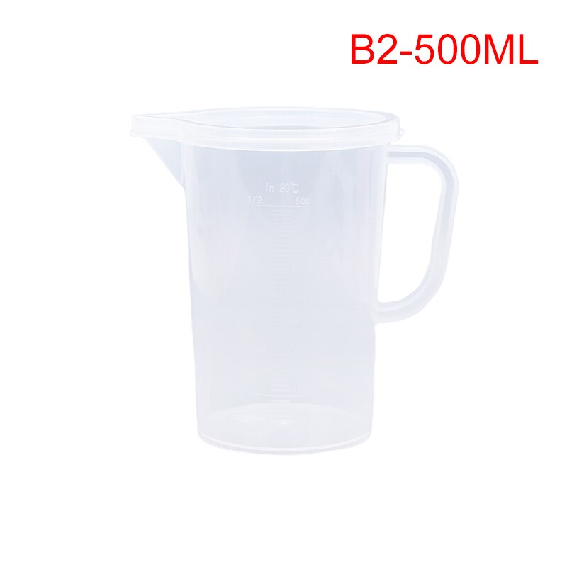 Tasse à mesurer en plastique Transparent, récipient gradué, outil de cuisine, 250/500/1000/2000ml: With cover 500ml