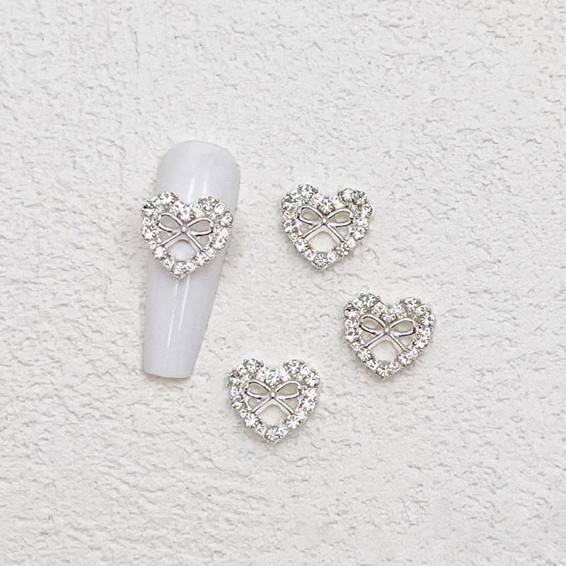 10 Stück Mini 4*5mm Kristall Schmetterling Nagel Kunst Reize 3D Diamant Schmuck Teile Rosa Klar Metall Manikübetreffend Dekoration Strass Edelsteine: Schwarz