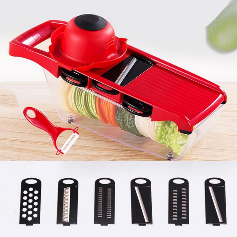 10 In 1 Mandoline Slicer Vegetable Grater Cutter Vegetable Cutter Mandoline Slicer Fruit Potato Peeler Carrot Grater Basket: 10 in 1