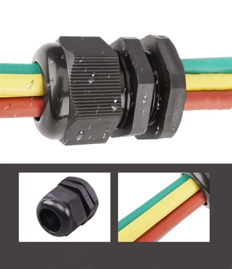 Cable impermeable glándula 1 Uds cable de entrada IP68 PG7 para 3-6,5mm de PG9 PG11 PG13.5 PG16 PG19PG21PG25/nylon negro conector de plástico