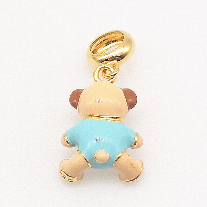 Authentieke 100% 925 Sterling Silver Bead Charm Beer Speelgoed Hanger Charms Goud Kleur Fit Armbanden Vrouwen Diy Sieraden