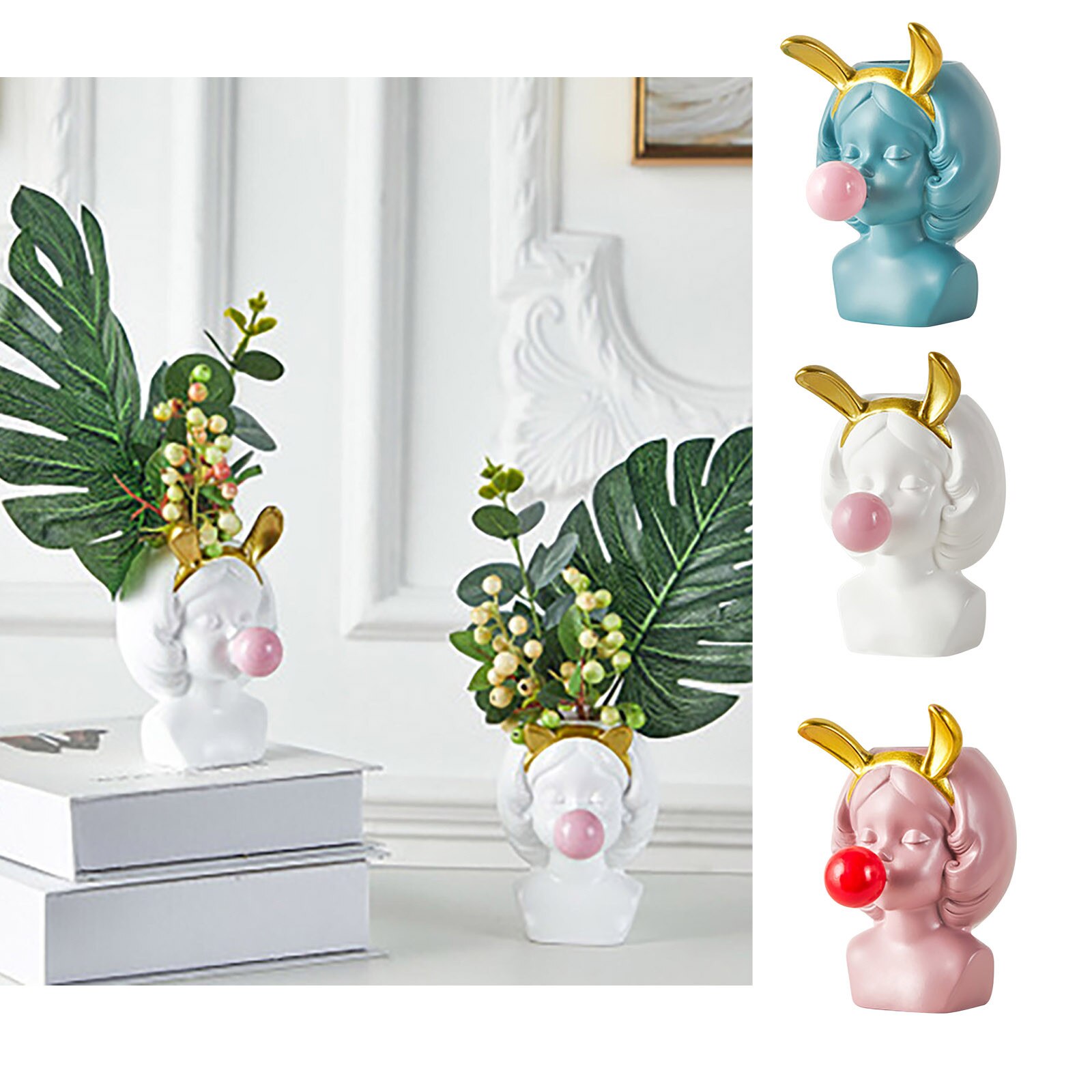 1/3Pc Meisje Bellen Blazen Vaas Novelty Cute Girl Succulent Planters Pot Desktop Vaas Decoratie Home Decor Micro landschap Ваза