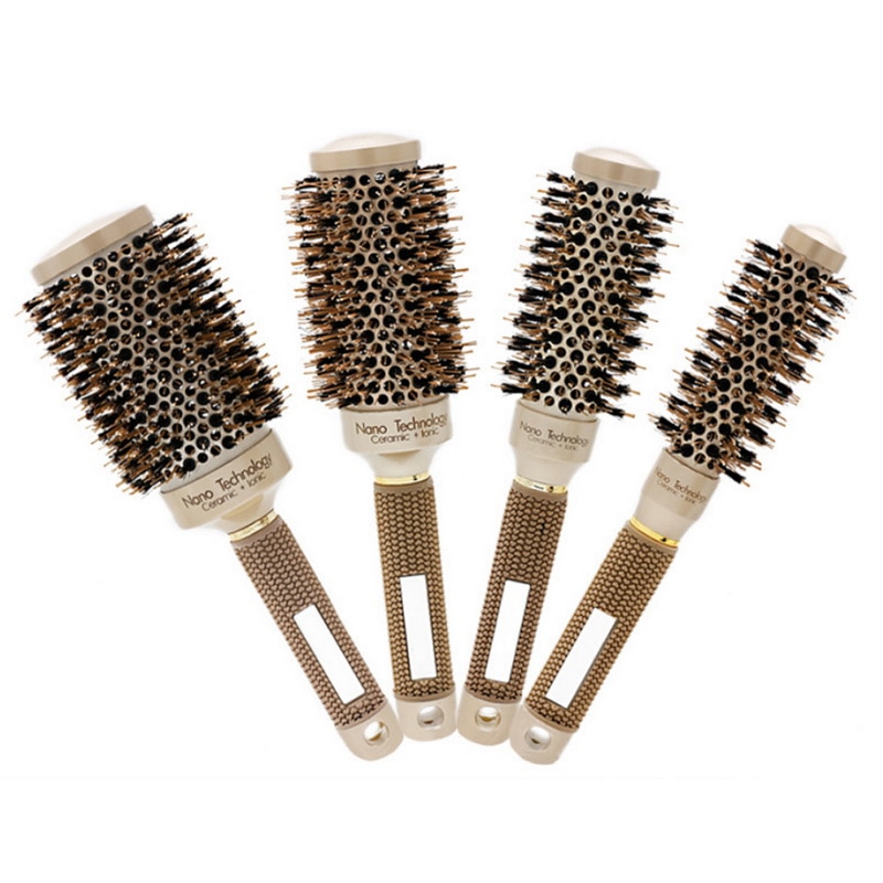 4 Sizes Salon Styling Tools Round Hair Comb Hairdressing Curling Hair Brushes Comb Ceramic Iron Barrel Comb