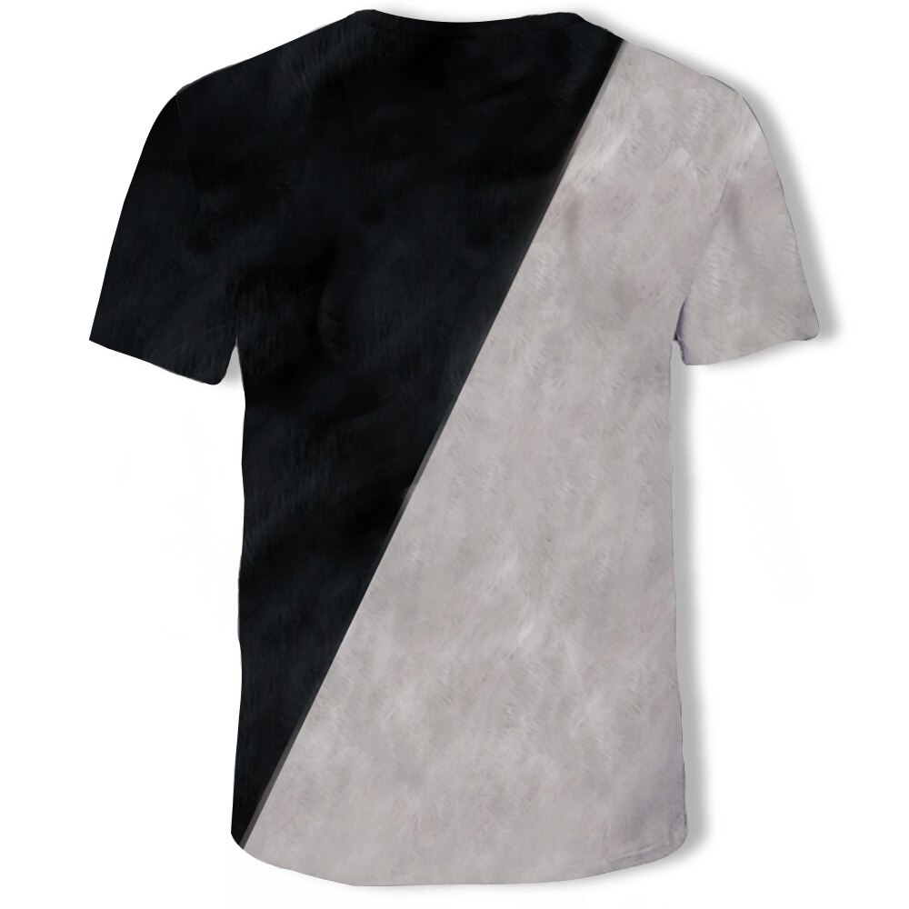 Casual 3D couple black and white cat top digital printing round neck short sleeve t-shirt