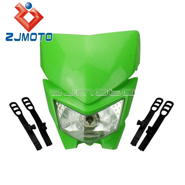 Faro Universal para motocicleta todoterreno, Faro de motocrós, carenado para KX KLX XR CRF WR YZ RMZ KXF DTR DR DRZ 250: green