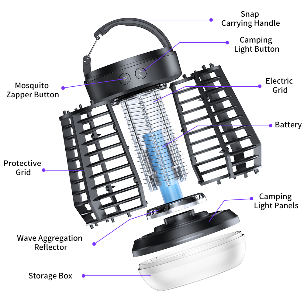 Muggen Killer Lamp Draagbare Elektrische Fly Trap Zapper Insect Killer Repellent Outdoor Mute Anti Muggen USB Oplaadbare