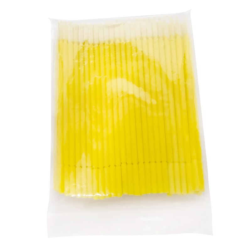 100pcs/Pack Bendable Micro Brushes Disposable Microbrush Applicators Eyelash Extensions Eyelash Glue Cleaning Brush for Eyelash: Yellow