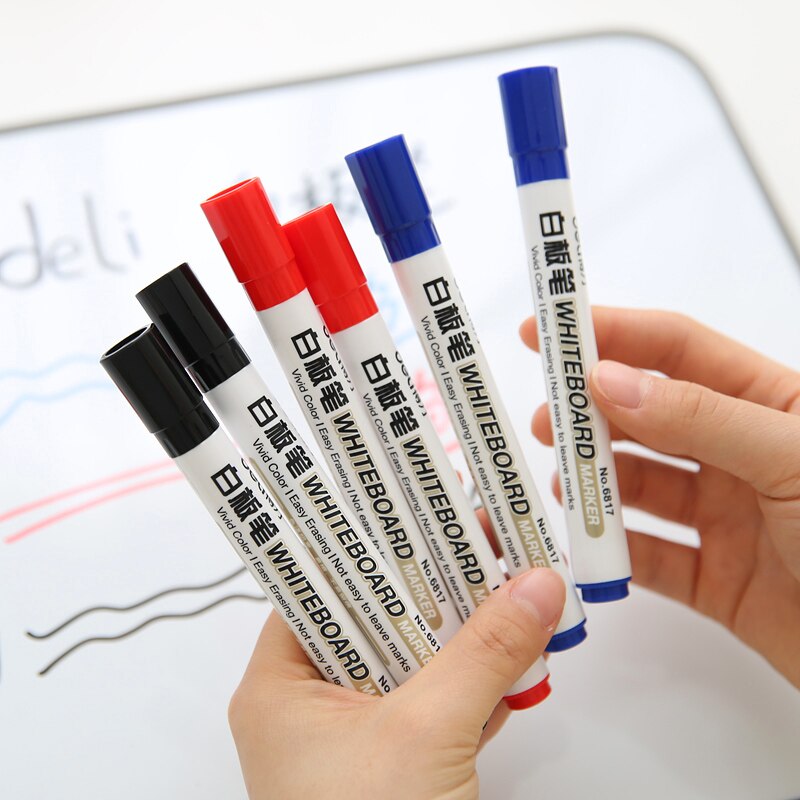 3Pcs Erasable Whiteboard Marker Pen Liquid Type Black Blue Red School Class Home Teaching Kids Drawing Office Meeting 6817
