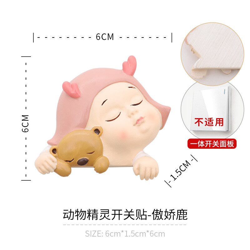 Funda de protección del interruptor, calcomanías de pared de dibujos animados 3D, cubierta protectora, adhesivo para el hogar, enchufe de pared decorativo: Proud deer