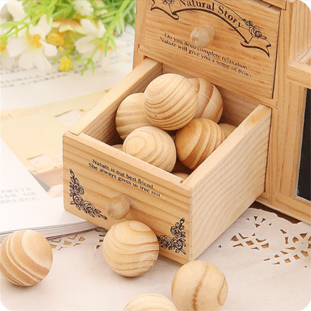 100 pièces boules de bois de cèdre naturel camphre boules de bois anti-mites répulsif pour tiroirs boîtes de rangement placards
