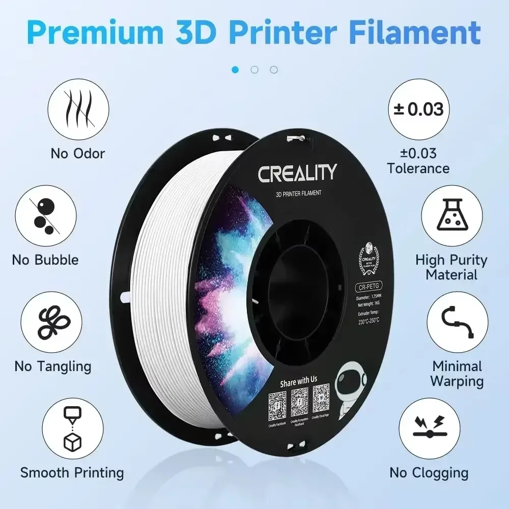 Creality cr-petg filament 1kg 1.75mm 3d printerfilament 3d printmaterialer kompatibel med alle creality fdm-printere