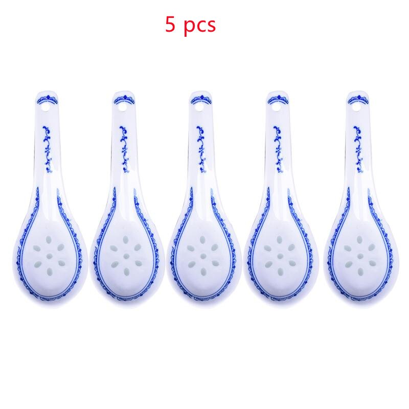 5pcs Chinese Style Ceramic Spoon Blue And White Porcelain Spoon Rice Scoop Spoons Kitchen Tableware: 2273-C-5