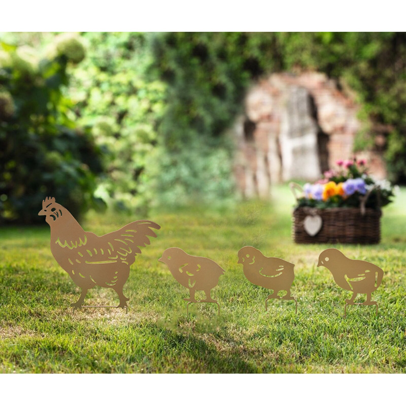 4PCS Chicken Family Silhouette Animal Shape Yard C... – Grandado