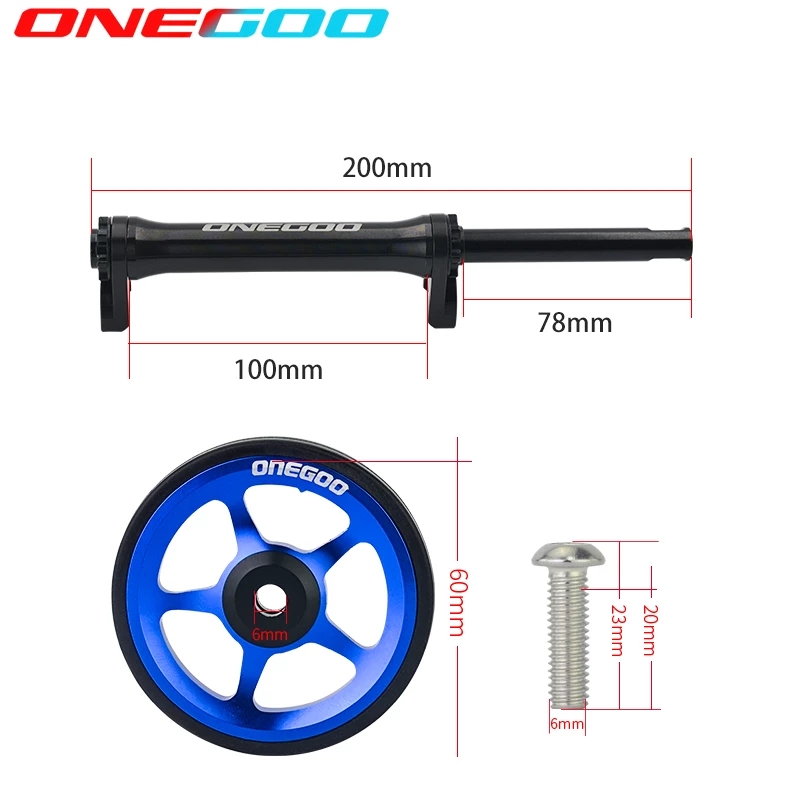 ONEGOO Easy Push Wheel Telescopic Rod for Brompton 349 Folding Bike Aluminum Alloy Trolley Bicycle Easy Wheel Bearing Wheel Rod