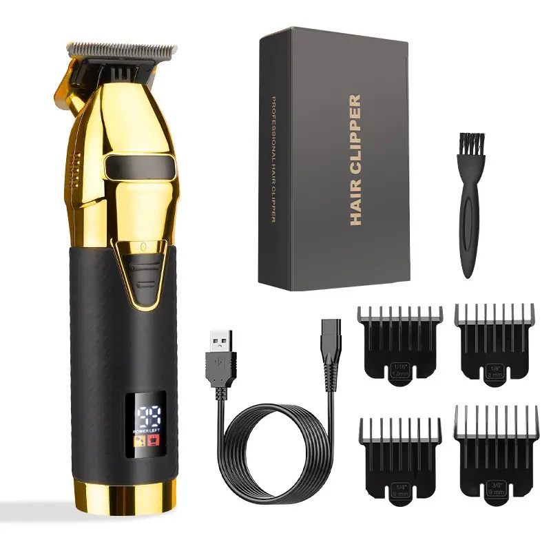 0 mm Null Professioneller Haarschneider für Männer, Bart- und Haarschneidemaschine, elektrisch, Profi Barbier, kabellose Haarschneidemaschine, wiederaufladbar: Grau
