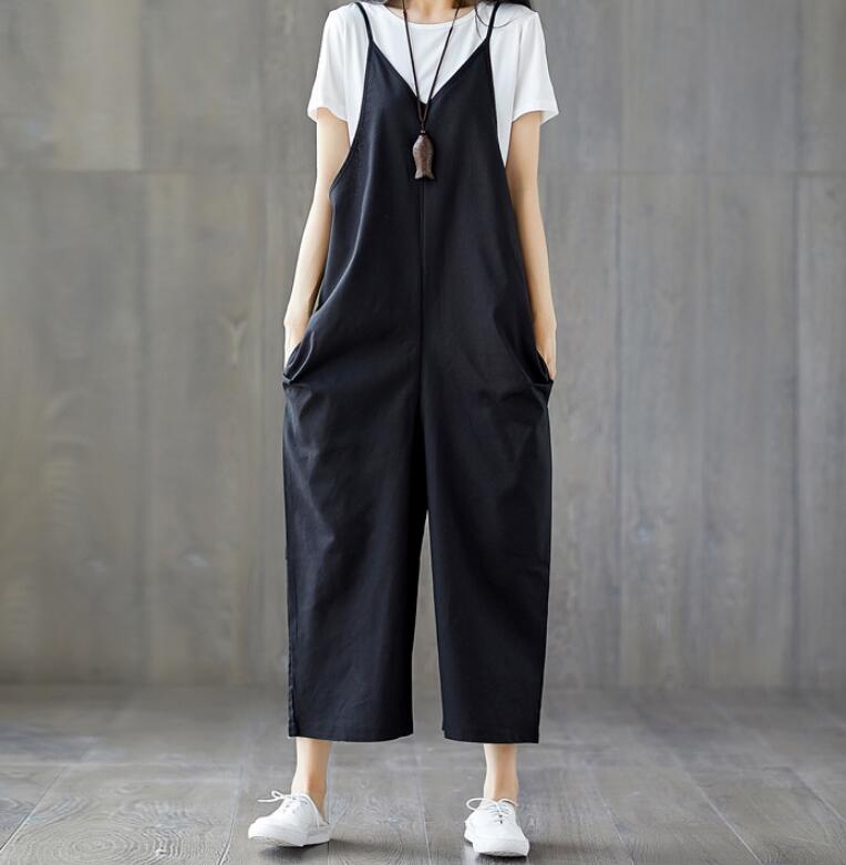Monos de maternidad de color puro para pantalones de mujer embarazada, Baberos braguados para el trabajo, con tirantes de uniforme elásticos: Black / M