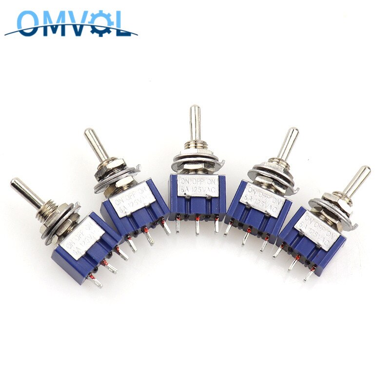 5pcs Mini MTS-102 3-Pin SPDT ON-ON 6A 125VAC Miniatuur Tuimelschakelaars