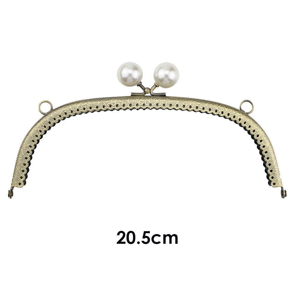 Pearl Flower Pattern Wallet Metal Handle Frame Arc Shaped DIY Clutch Purse Bag Kiss Clasp Lock Handbag Hardware Accessories: 20.5cm