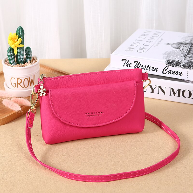 Dames pu leren schoudertas dames crossbody tas casual eenvoudige handtas frisse kleine crossbody tas 7304: Mei roze 7304