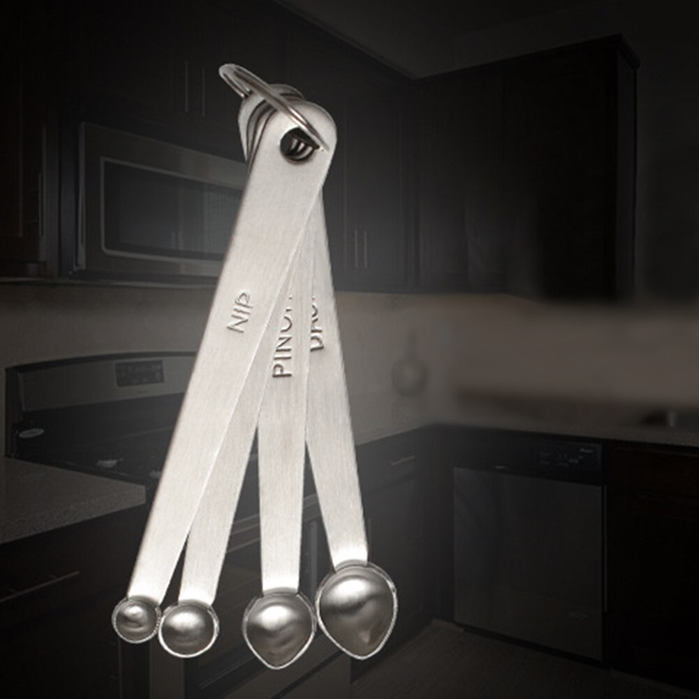 4 pièces assaisonnement mesure précis mesure cuillère acier inoxydable outil de cuisson Portable alimentaire Volume suspendu résistant à la chaleur