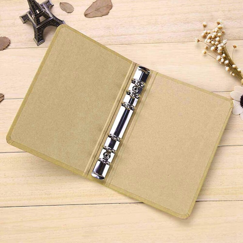 Kraft Paper Folder Ring Binder, Brown in DIN A6 Format