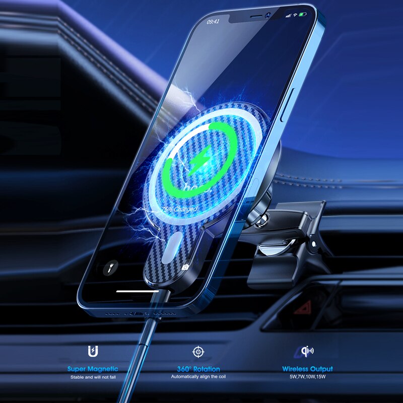 HOCO-soporte magnético para cargador de coche, dispositivo de carga rápida para iPhone 12 Pro 12 mini, 15W