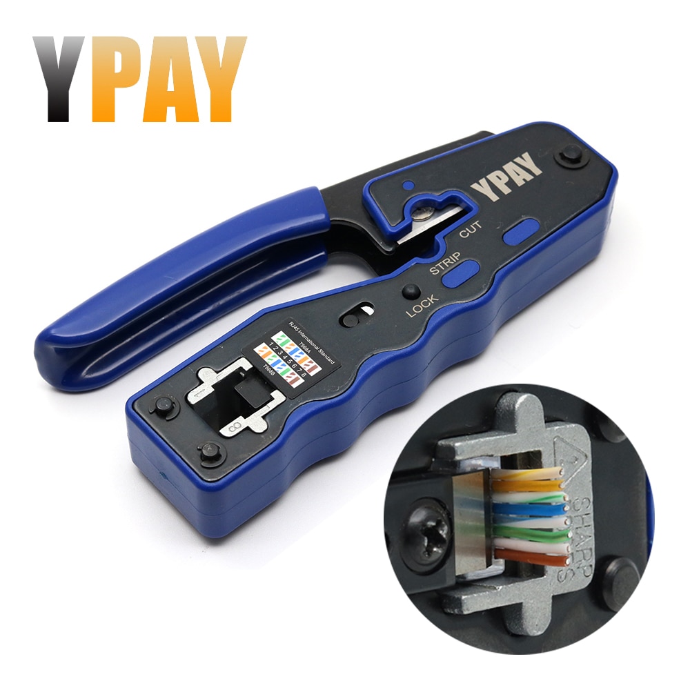 Ypay  rj45 crimper nettverksverktøy tang katt 5 katt 6 8p rg  rj 45 ethernet kabel stripper pressing metalltråd klemme tang klips  rg45 lan