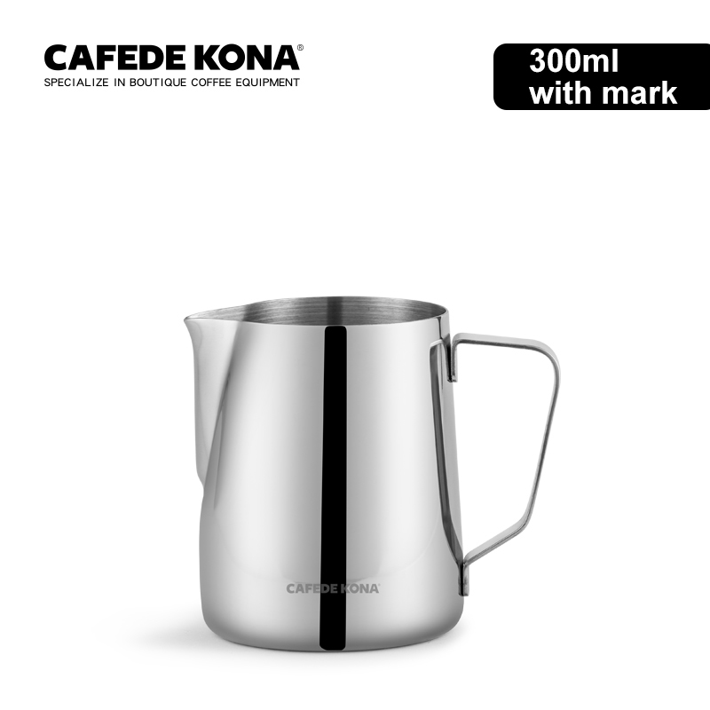 Cafede kona tutkittu barista kannu peili ruostumattomasta teräksestä maitokannu 300ml / 600ml maidonvaahdotuskannu kahvi latte art: 300ml merkillä