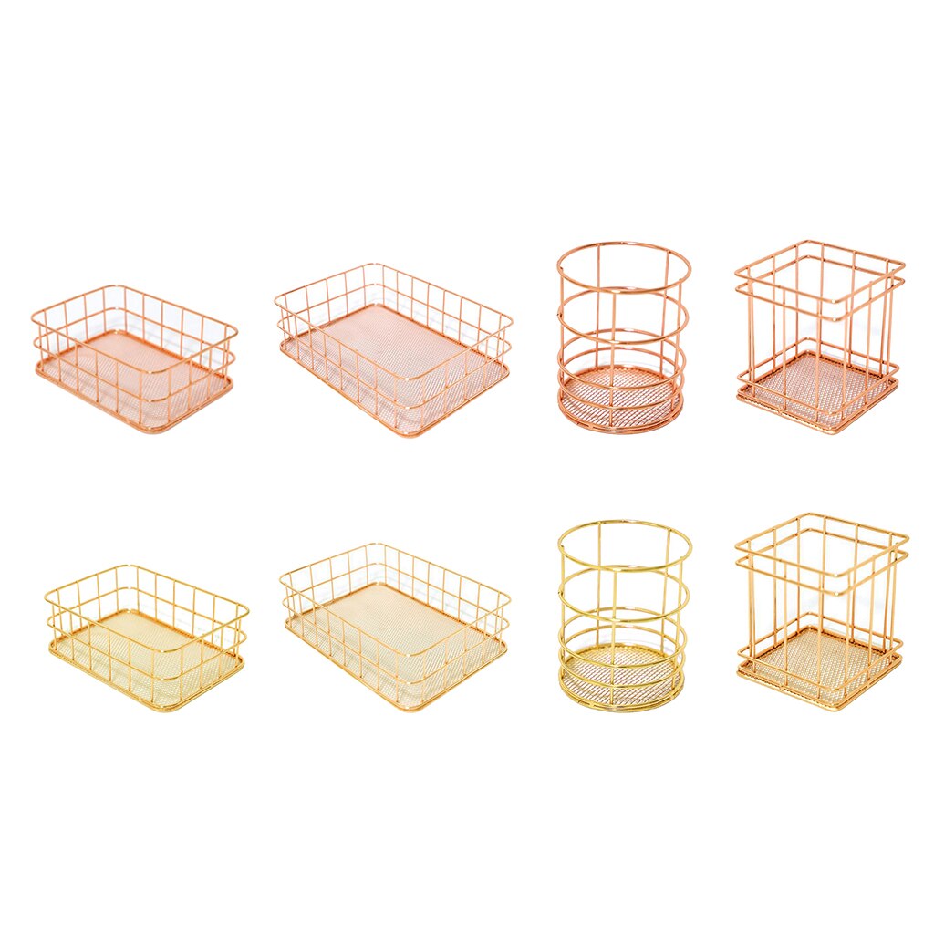 Desktop Countertop Organizer Makeup Gardern Wire Storage Basket Bin Box