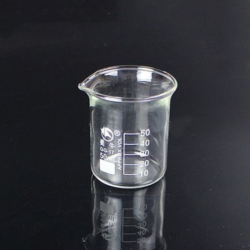 Vaso de laboratorio de 25ml a 1000ml, frasco de vaso transparente de vidrio para laboratorio de química, espesado con boquilla, 1 lote