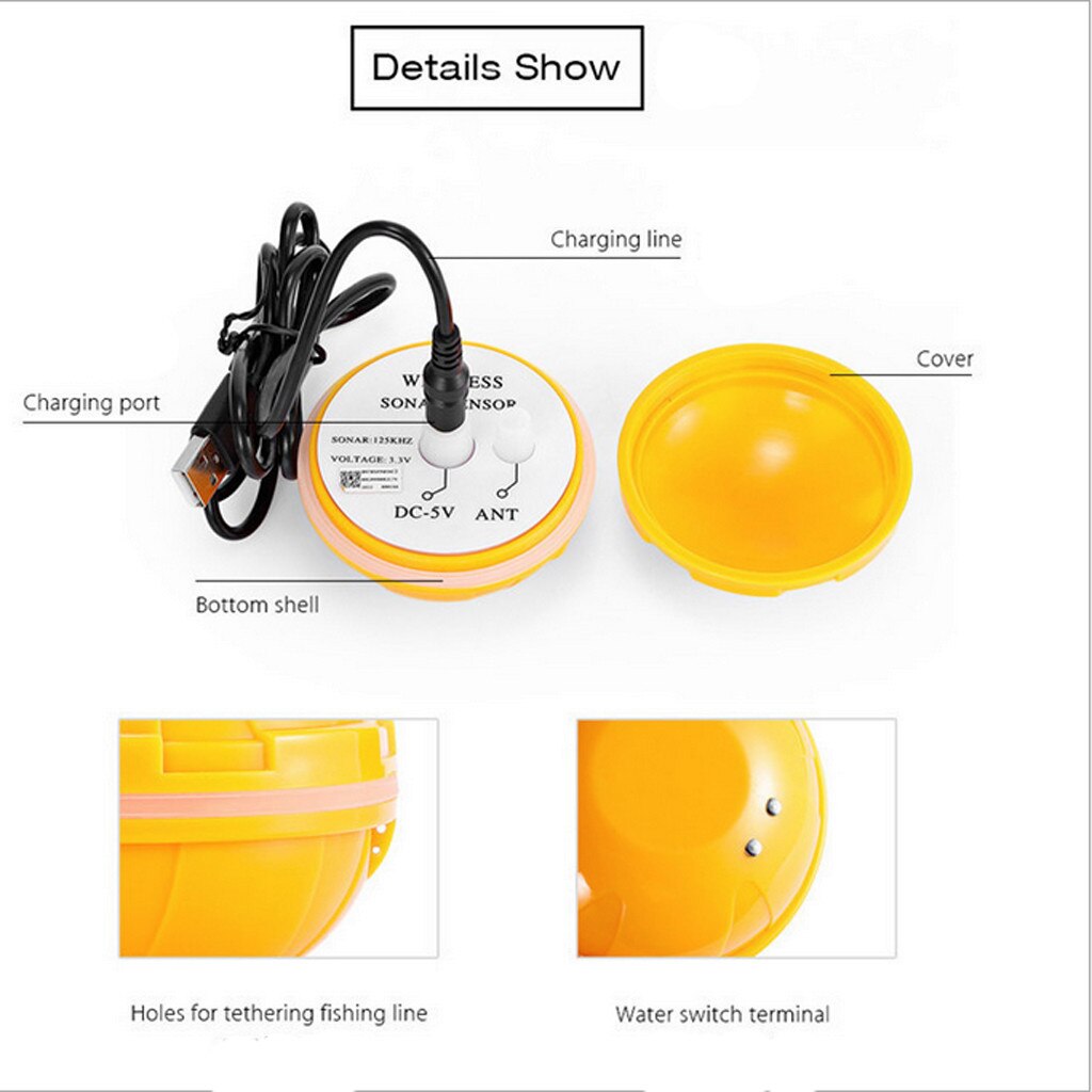 CHAMSGEND Wireless Fish Finder Portable Fish Finder Handheld LCD Display Portable Fishing Sonar Wireless Depth Finders