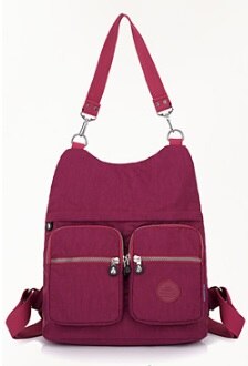 Jinqiaoer Kleur Vrouwelijke Tas Waterdichte Nylon Tas Vrolijk Grote Capaciteit Rugzak Beknopte Sfeer Rugzakken Boodschappentas: grape purple