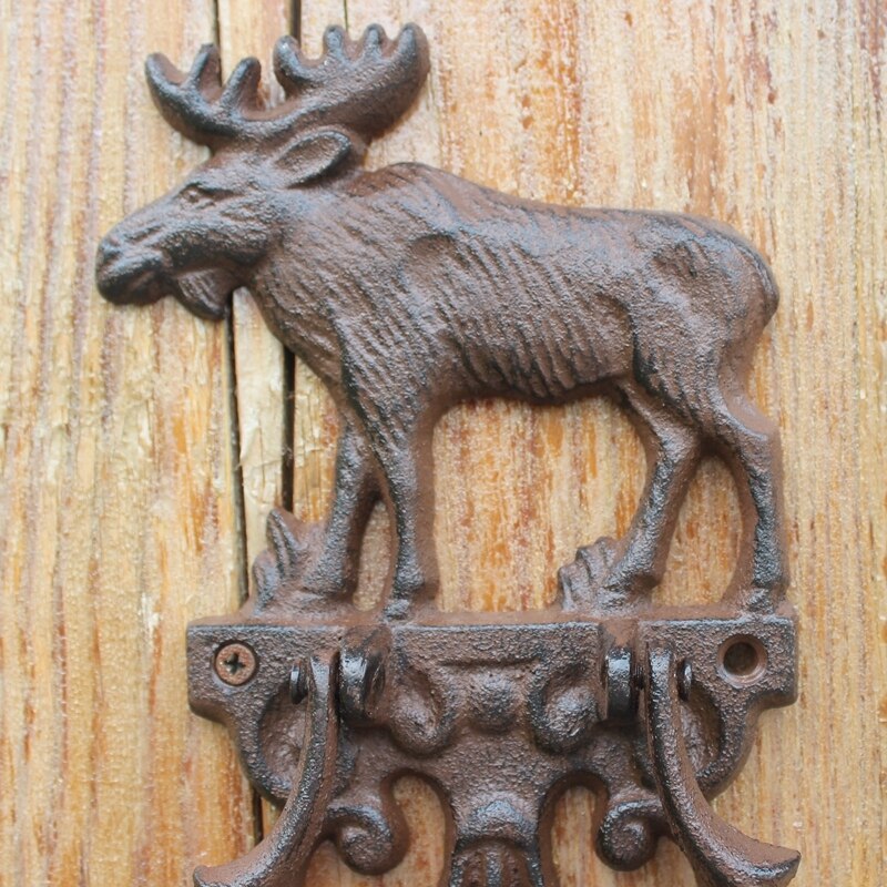 Retro renar gjutjärn dörr knackar handtag bondgård accenter tungmetall rendjur figurer antik rustik hand dra