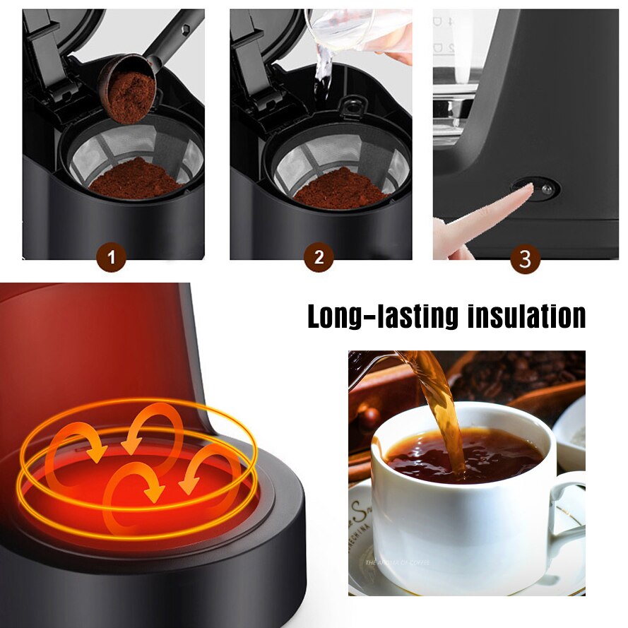Home Filter Coffee Machine Dripping Coffee Maker With Digital Display&amp;Keep Warm Coffe Machine With Anti-Drip Timing Setting 50