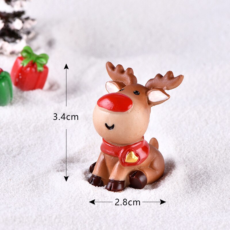 Christmas elk snowman sleigh deer car micro landscape snow decoration locomotive compartment resin decoration: sitting elk