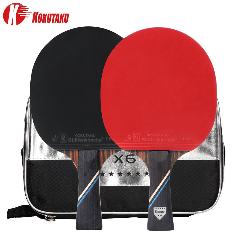 KOKUTAKU Table Tennis Racket ITTF 6 star Carbon Ping Pong Racket Blade Powerful Pips-in Rubber Tabletennis tenis Pingpong Bat