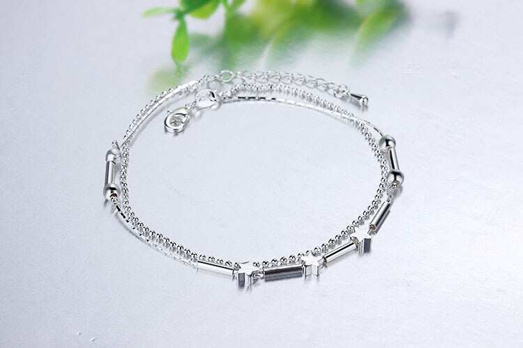 Tobillera sencilla de plata para mujer, pulsera de tobillo de longitud ajustable, variedad de opciones: D